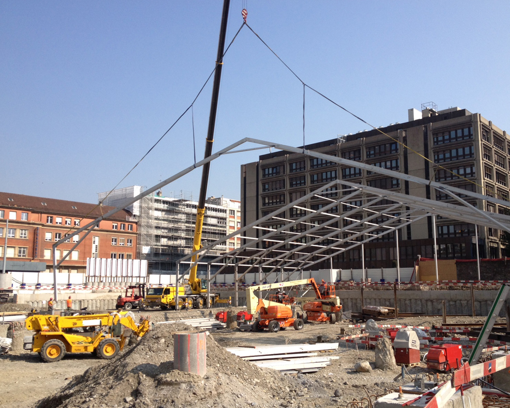 Überdachung Baugrube, Zelt Altlastensanierung, Lagerhalle
