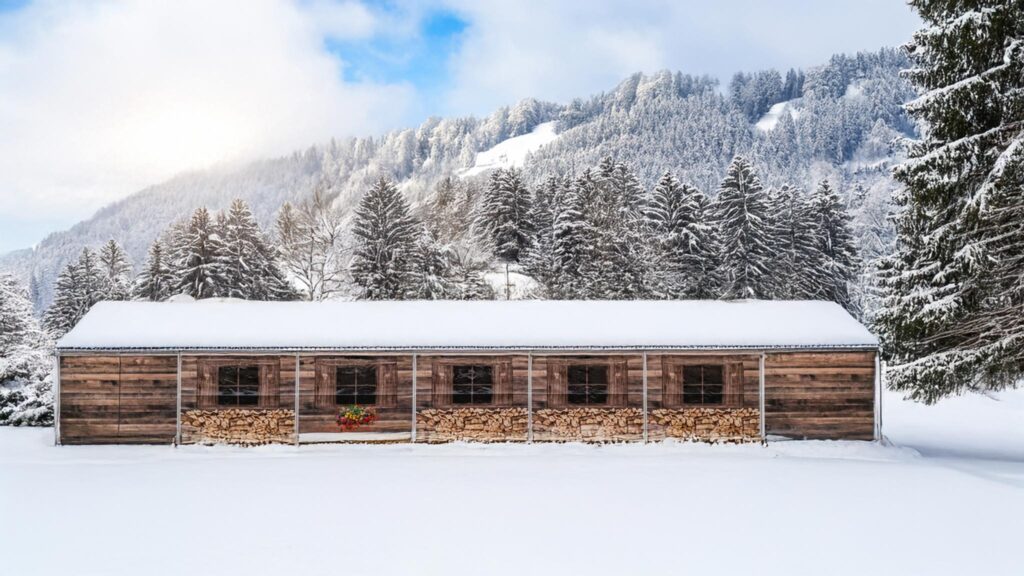WILLISAU/LU, 18. NOVEMBER 2024 - HUNZIKER WILLISAU: CHALETZELT: Neues Zelt im Chaletstil, fotografiert auf dem Parkplatz der Festhalle Willisau. Hunziker AG Willisau.
ths/Photo by: THOMI STUDHALTER / HUNZIKER
